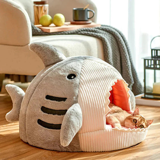 Dogs & Katy Plush Shark Bed for cats